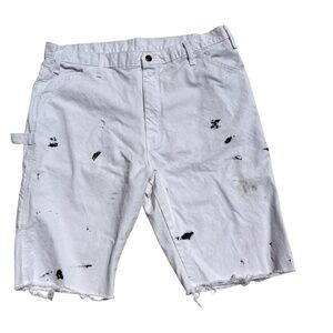 Men’s 38W White Dickies Paint Splattered Distressed Cut-Off Shorts